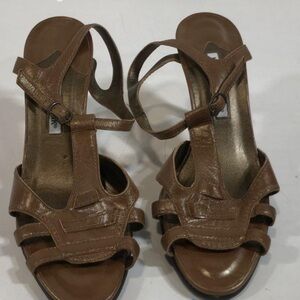NEW!! Women’s Manolo Blahnik Brown Leather Strappy Sandals Heels Size 41.5